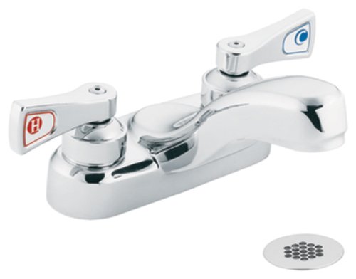 Moen 8218 Commercial M-Dura 4-Inch Centerset Lavatory Faucet with Grid Strainer 2.2 gpm, Chrome