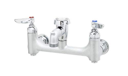 T&S Brass B-0674-BSTR Wall Mount Service Sink Faucet with 8-Inch Centers, Vacuum Breaker, Built-In Stops, Rough Chrome