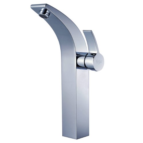 Kraus KEF-14700-PU-10CH Illusio Single Lever Vessel Bathroom Faucet with Pop Up Drain Chrome