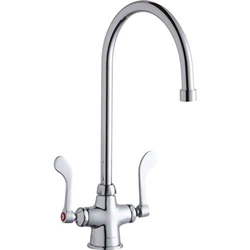 Elkay LK500GN08T4 Deck Mount Faucet with Gooseneck Spout and Wristblade Handles