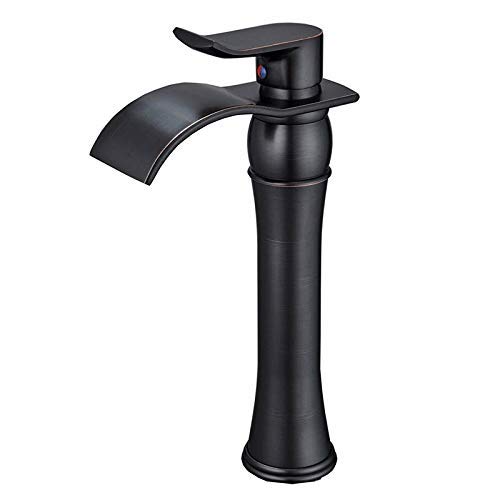 Wovier Oil Rubbed Bronze Waterfall Bathroom Sink Faucet,Single Handle Single Hole Vessel Lavatory Faucet,Basin Mixer Tap Tall Body