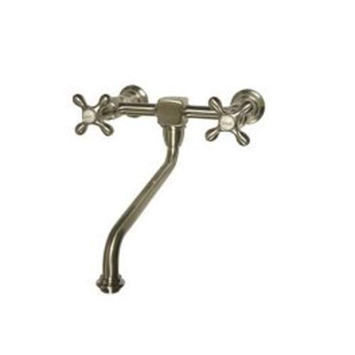 Heritage Wall Mounted Sink Bathroom Faucet with Double Cross Handles Finish: Satin Nickel