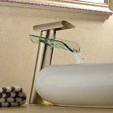 FLGContemporary Waterfall Bathroom Sink Faucet,Brushed Nickel