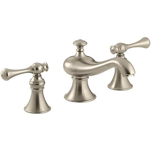 Wovier Brushed Nickel Waterfall Bathroom Sink Faucet,Two Handle Three Hole Vessel Lavatory Faucet,Widespread Basin Mixer Tap