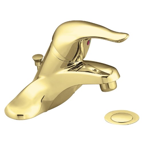 Moen CAL4621P Chateau One-Handle Low Arc Bathroom Faucet, Polished Brass