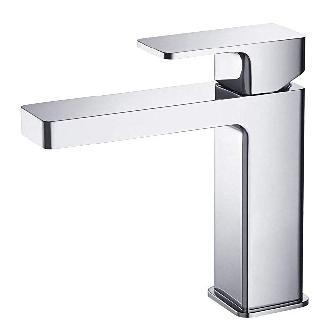 Single Handle Bathroom Brass Faucet Modern Vanity Sink Faucet Basin Mixer with Water Saving, Chrome Finished. (Chrome)