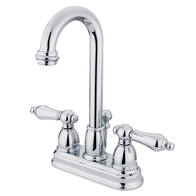 Kingston Brass EB3611AL Restoration Deck Mount Lavatory Faucet with Retail Pop-Up, Polished Chrome