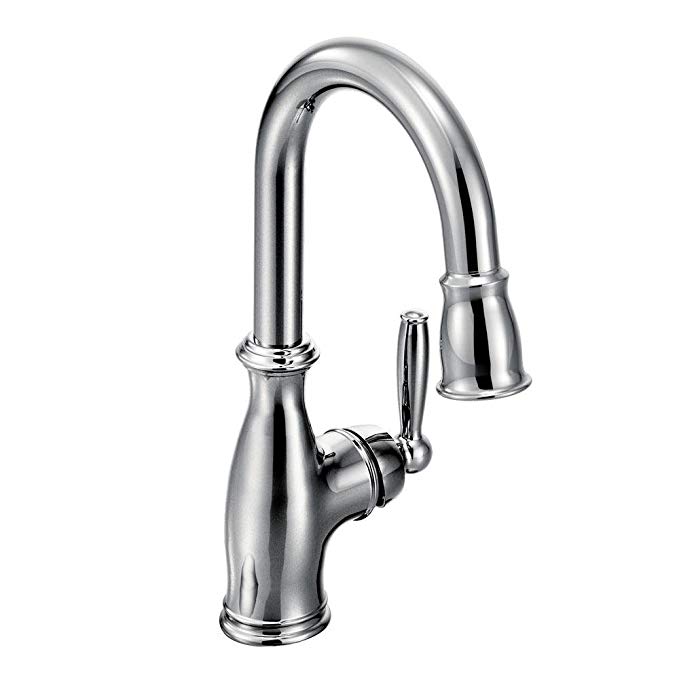 Moen 5985 Brantford One-Handle High Arc Pulldown Single Mount Bar Faucet, Chrome