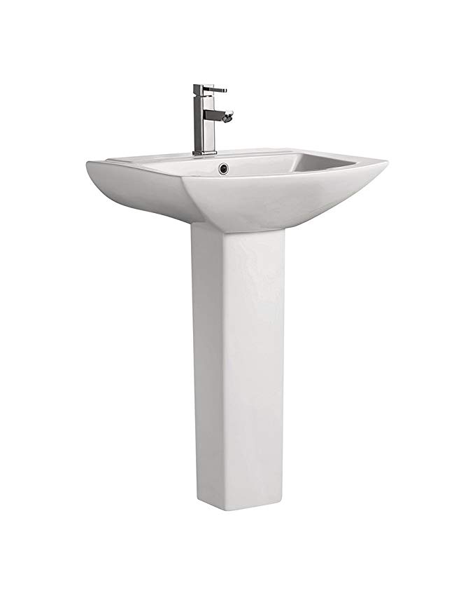 Swiss Madison SM-PS306 Pedestal Bathroom Sink Single Faucet Hole, 19