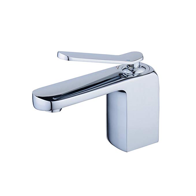 Beelee BL6781 Contemporary Solid Brass Single Hole Lavatory Single Handle Chrome Bathroom Faucet,Hot and Cold Water Vanity Faucets