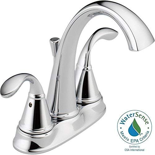 Delta Zella 4 in. Centerset 2-Handle Bathroom Faucet with Metal Drain Assembly in Chrome