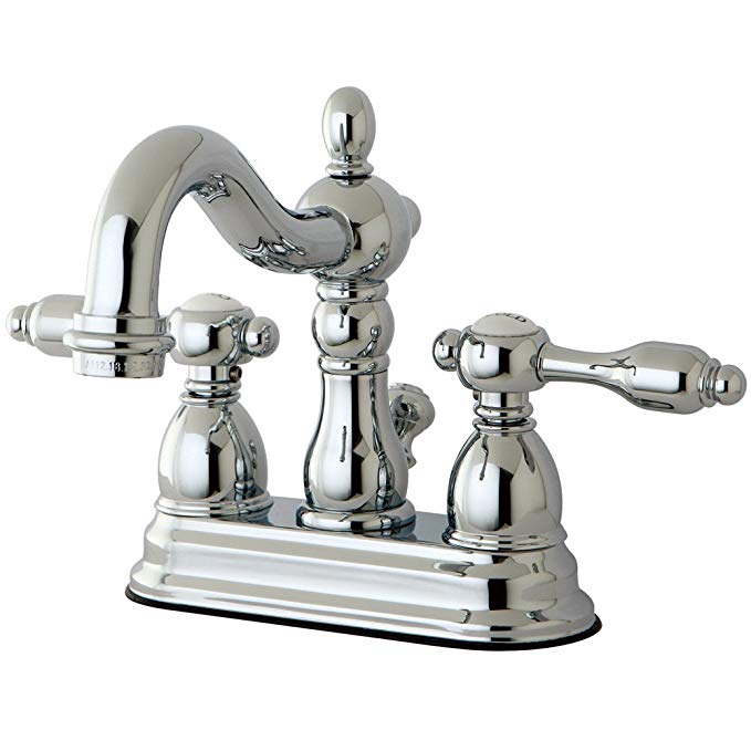 Kingston Brass KB1601TAL Tudor 4 Inch Centerset Lavatory Faucet With ABS/Brass Pop-Up, Polished Chrome, 4-3/4 inch in Spout Reach, Polished Chrome