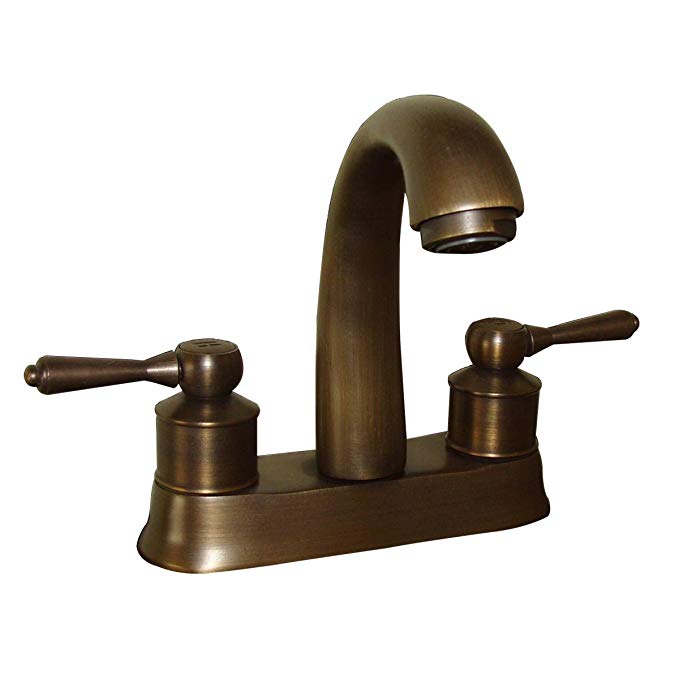 Faucet Antique Brass Classic Bathroom Sink Centerset 2 Lever |Renovator's Supply