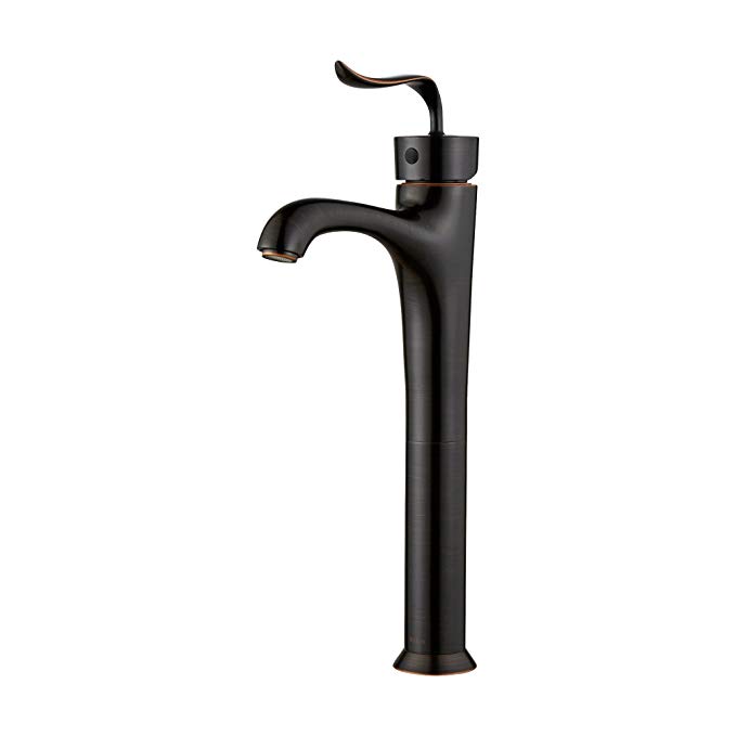 Kraus FVS-13800-Pop Up-10ORB Modern Coda Single Lever Vessel Bathroom Faucet with Matching Pop-up Drain, Oil Rubbed Bronze