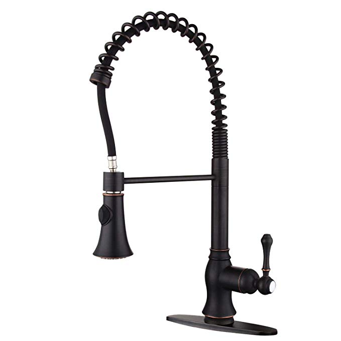 Matte Black Pull Down Kitchen Sink Faucet Commercial Spring Farmhouse Kitchen Faucet With Pre Rinse Pull Out Sprayer Single Handle Oil Rubbed Bronze