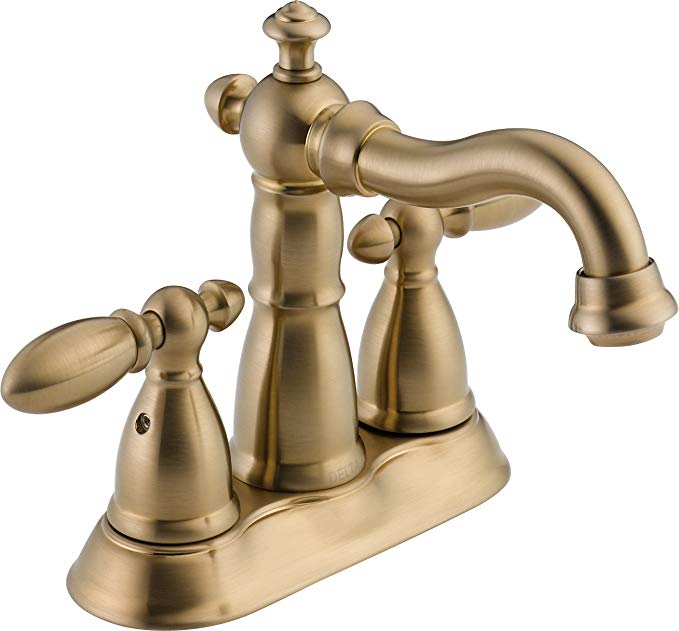 Delta Victorian 2-Handle Centerset Bathroom Faucet with Diamond Seal Technology and Metal Drain Assembly, Champagne Bronze 2555-CZMPU-DST