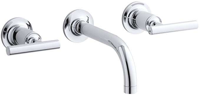 KOHLER K-T14412-4-CP Purist Two-Handle Wall-Mount Faucet Trim, Polished Chrome