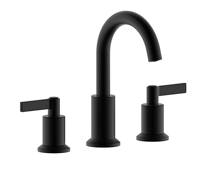 Derengge LFS-0188-MT 8” Two Handle Widespread Bathroom Sink Faucet with Pop up Drain, Meets UPC cUPC NSF AB1953 Lead Free, Matte Black