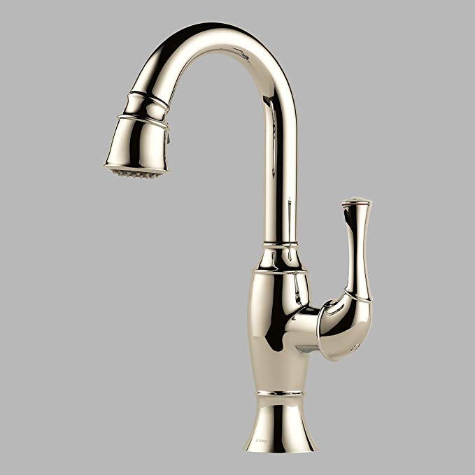 Brizo 63903LF-PN Talo Single Handle Pull-Down Bar/Prep Faucet, Polished Nickel