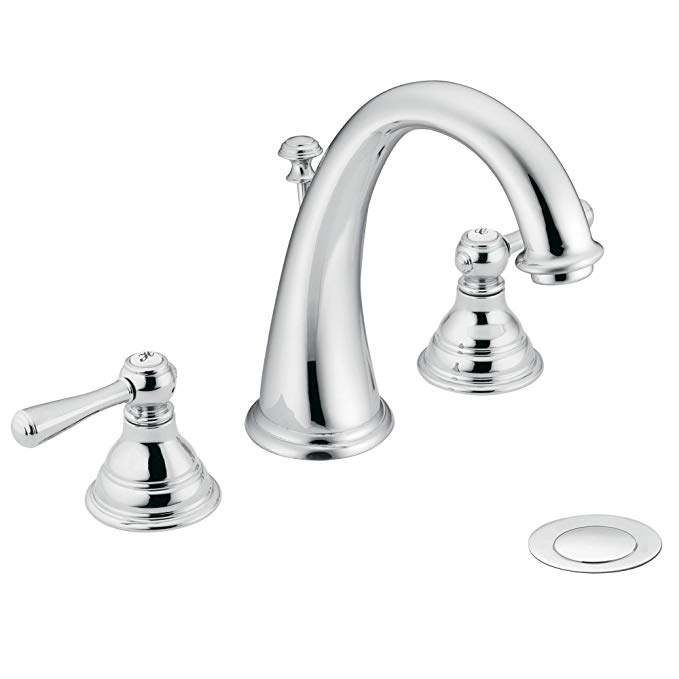 Moen T6125 Kingsley Two-Handle High-Arc Widespread Bathroom Faucet without Valve, Chrome