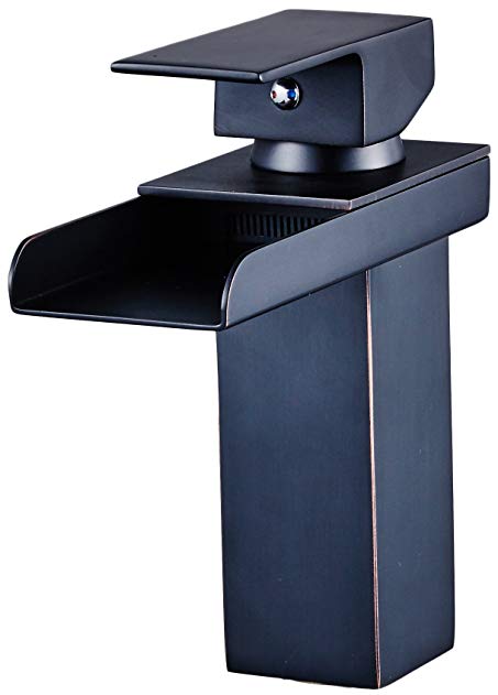 YAJO Modern Single Handle Widespread Waterfall Spout Bathroom Vessel Sink Faucet, Oil Rubbed Bronze