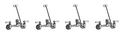 Chicago Faucets 897-RCF Wall Mount Adjustable Center Service Sink Faucet, Rough Chrome (4-(Pack))