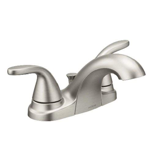 Moen 84603SRN Adler 4 in. Centerset 2-Handle Low-Arc Bathroom Faucet in Spot Resist Brushed Nickel