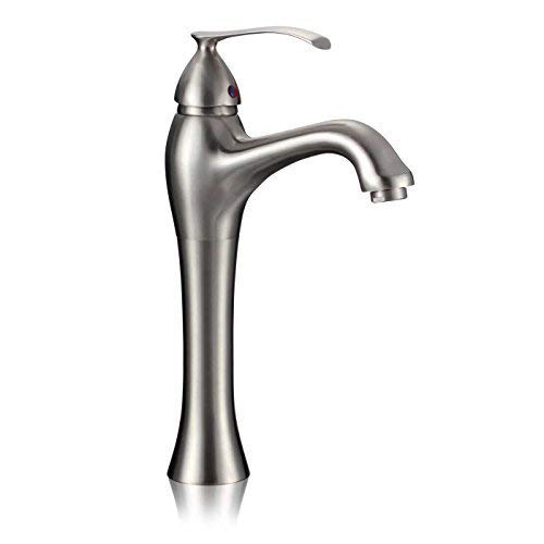 Wovier Brushed Nickel Bathroom Sink Faucet,Single Handle Single Hole Vessel Lavatory Faucet,Basin Mixer Tap Tall Body