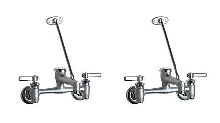 Chicago Faucets 897-RCF Wall Mount Adjustable Center Service Sink Faucet, Rough Chrome (2-(Pack))