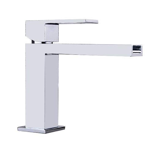 JiaYouJia Modern Chrome Waterfall Single Hole Faucet for Bathroom Vessel Sinks, Short Style