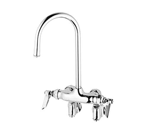 T&S Brass B-0342 Wall Mount Adjustable Centers Rigid Gooseneck Integral Stops Double Pantry Faucet