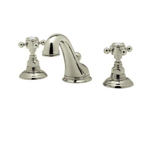 Rohl A1408XMSTN-2 Country Bath Viaggio Widespread Lavatory Faucet with Cross Handles Pop-Up and C Spout, Satin Nickel