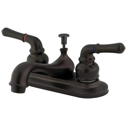 Kingston Brass KB605NML Restoration 4-Inch Centerset Lavatory Faucet with Metal Lever Handle, Oil Rubbed Bronze