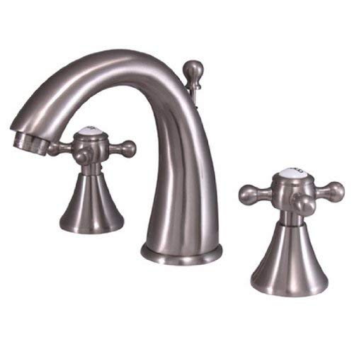 Kingston Brass KS2978BX English Country Widespread Lavatory Faucet, Metal Cross Handle, Satin Nickel