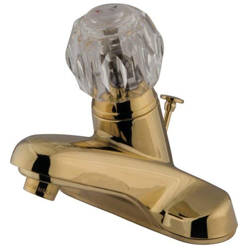 Kingston Brass KB522B Americana 4-Inch Centerset Single Acrylic Handle Lavatory Faucet with Brass Pop-Up, Polished Brass