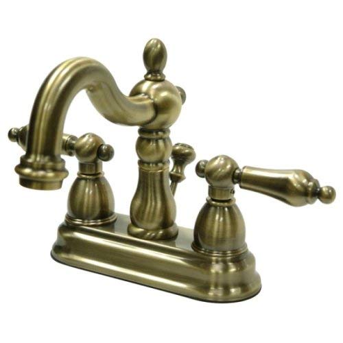 Kingston Brass KB1603AL Heritage 4-Inch Centerset Lavatory Faucet with Metal Lever Handle, Vintage Brass