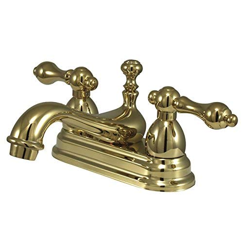 Kingston Brass KS3602AL Restoration 4-Inch Centerset Lavatory Faucet with Metal lever handle, Polished Brass