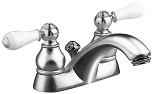 American Standard 7411.712.002 Hampton Two-Handle Centerset Lavatory Faucet with Speed Connect Pop Up Drain and Porcelain Levers, Polished Chrome