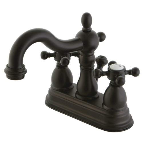 Kingston Brass KB1605BX Heritage 4-Inch Centerset Lavatory Faucet with Metal Cross Handle, Oil Rubbed Bronze