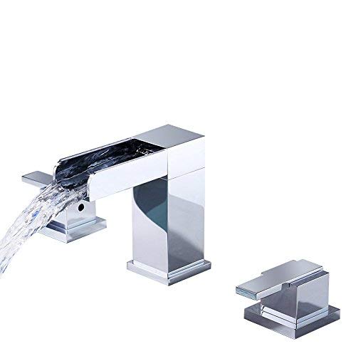 Lovedima Mero Waterfall Modern Widespread Bathroom Sink Faucet 2 Handles Chrome