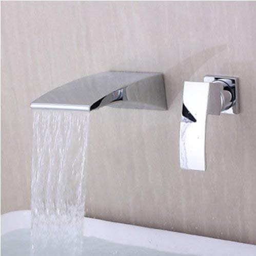 Wall Mount Waterfall Curve Spout Bathroom Faucet Chrome Single Handle Mixer Tap by Rozinsanitary