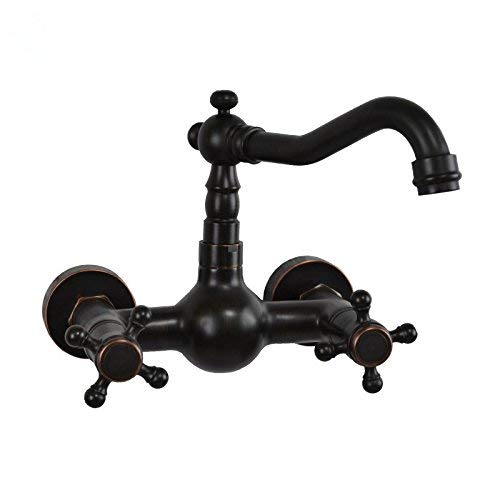 MDRW-Bathroom Accessories Basin Faucet An Idyllic Wall Basin Mixer Copper Black Bronze Wall Mounted faucets Black Antique Wall Bath faucet