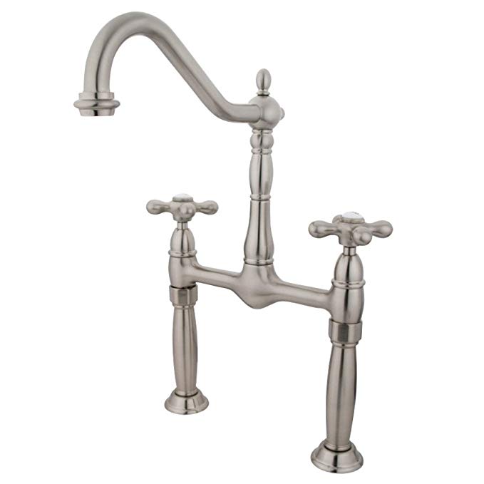 Kingston Brass KS1078AX Victorian Vessel Sink Faucet with Ax Handle, Satin Nickel