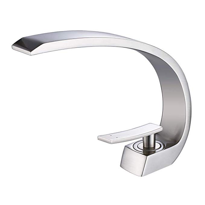 Wovier Brushed Nickel Bathroom Sink Faucet,Single Handle Single Hole Vessel Lavatory Faucet,Basin Mixer Tap Tall Body