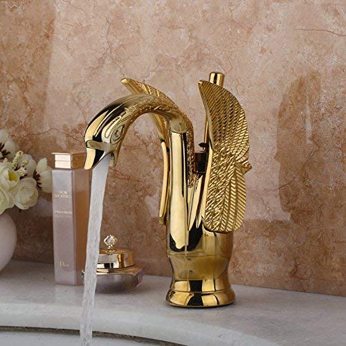 Luxury Swan Stlye Golden Color Tap Basin Mixer Waterfall Bathroom Lavatory Faucet, Chrome Finish Ys2443