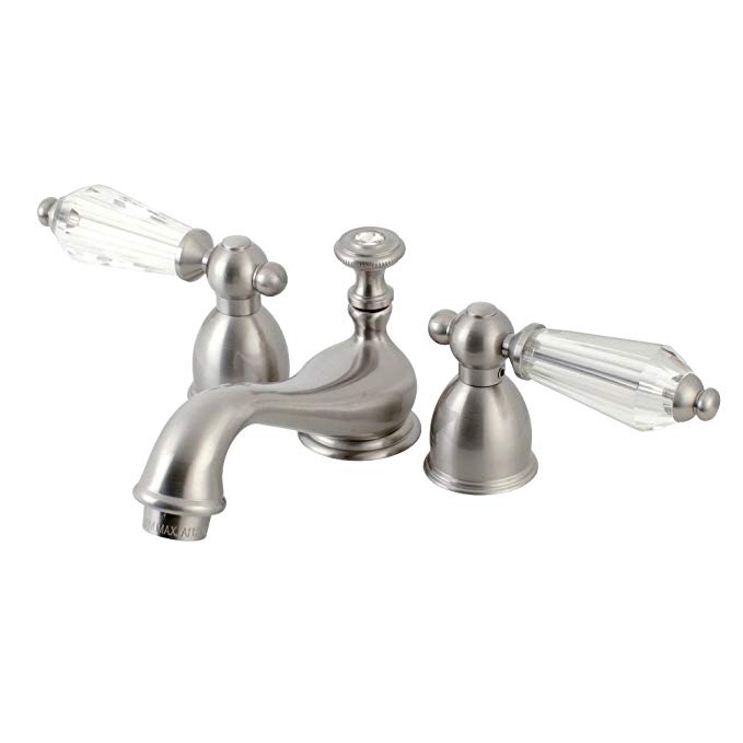 Kingston Brass KS3958WLL Mini Widespread Lavatory Faucet With Crystal Lever Handle, 4-1/2