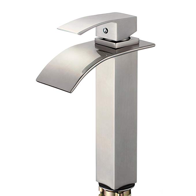 Piatti Contemporary Bathroom Sink Faucet in Brushed Nickel for Single-Hole Setups (Tall-Neck)