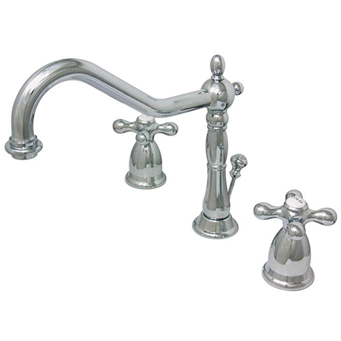 Kingston Brass KS1991AX Heritage Widespread Lavatory Faucet with Brass Pop-Up, 6-1/2