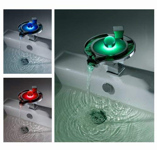 Cascada Color Changing LED Waterfall Bathroom Sink Faucet (Unique Design)