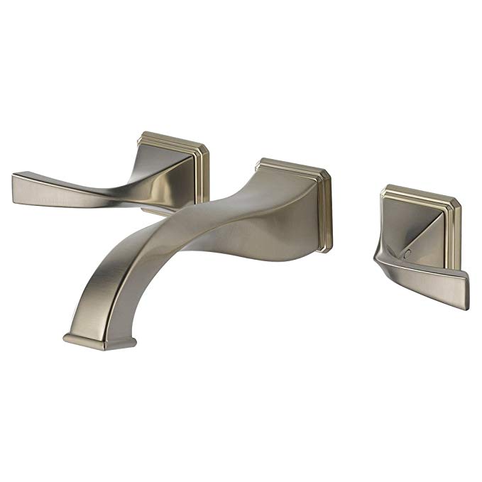 Brizo 65830LF-BN Virage Bathroom Faucet Double Handle Wall Mount with Metal Lever Handles, Brushed Nickel